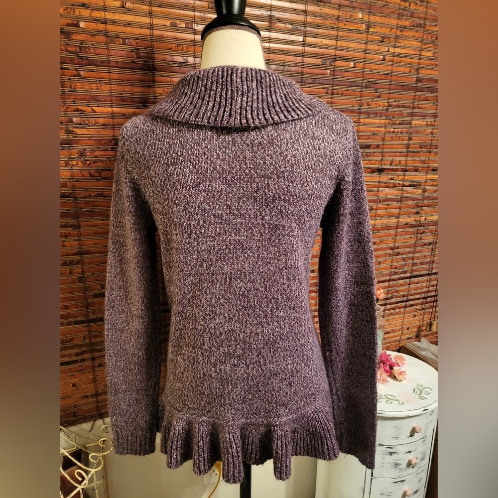 Karen Scott Purple Ruffled Cardigan - Picture 3 of 5